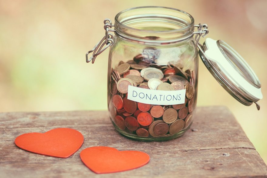 Donation jar symbolising support for VOPA